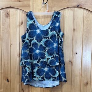 Floral Blue Sleeveless Top